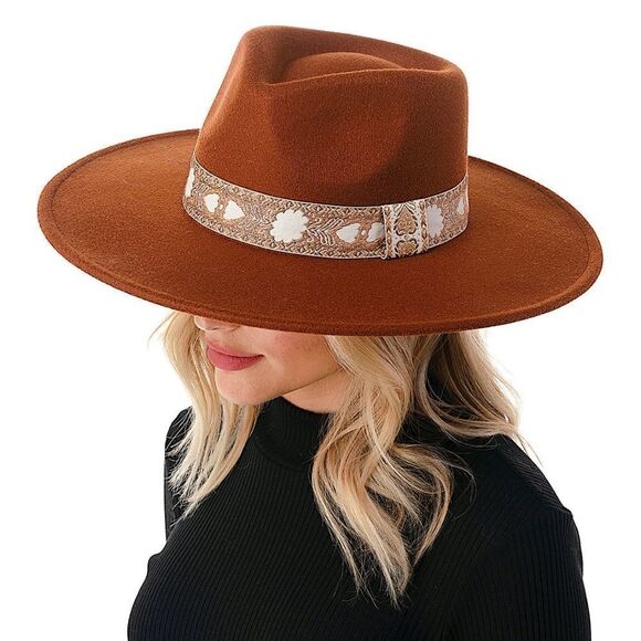 Marcus Adler Women's Wool Blend Felt Hat with Floral Print Band - Picture 2 of 3